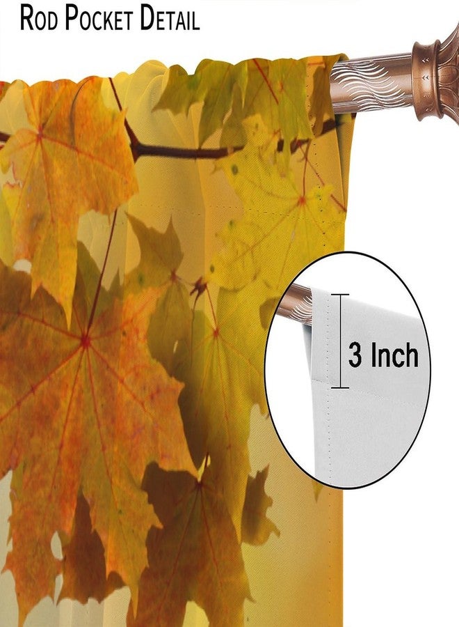SENRUEGT Rustic Autumn Pumpkins Curtains,Sunflowers Fall Thanksgiving Harvest Farmhouse Romantic Fall Bedroom Living Room Kitchen Window Drapes 42x45 Inch - Image 4